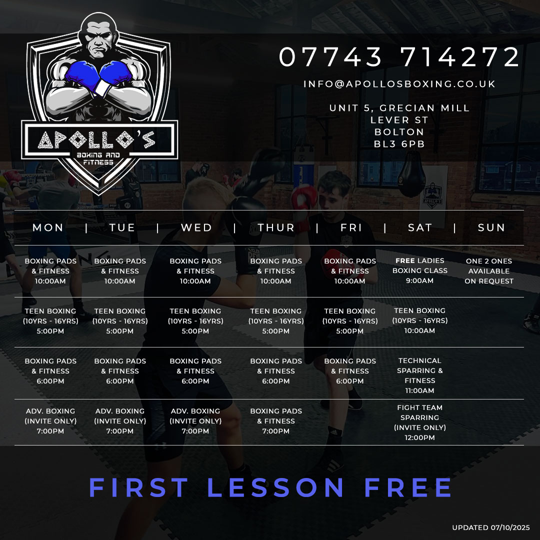 tt-october Apollos Boxing Gym - Timetable